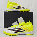 Adidas F50 League Mid Turf Kids Soccer Cleats Solar Yellow / Black / Red JR9029