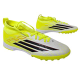 Adidas F50 League Mid Turf Kids Soccer Cleats Solar Yellow / Black / Red JR9029